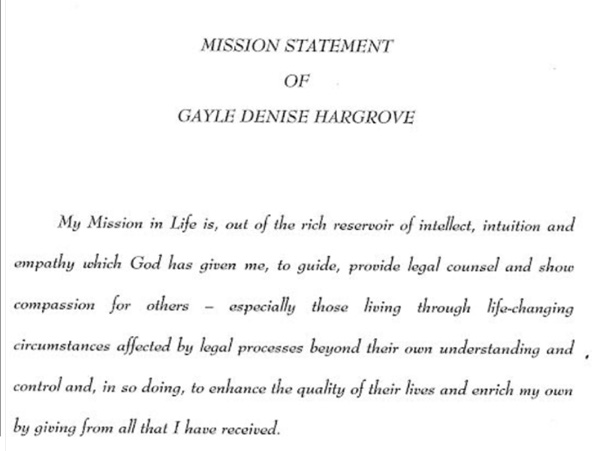 Gayle D. Hargrove Mission Statement